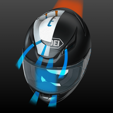 Shoei RF-1400 Solid helmet - Matte Black ventilation airflow diagram