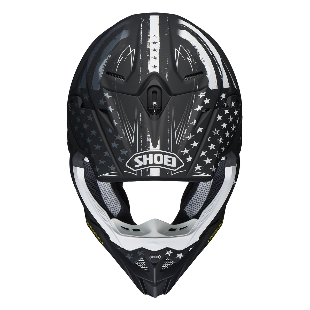 SHOEI VFX-EVO Faithful 2 TC-5 black and white, top and front studio view