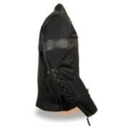 Men's Textile Scooter Jacket 1735: *Full Sleeve Zip Out liner*Adjustable Size Velcro Waist Straps*Four Front &amp; Two Back V