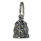 Silver motorcycle guardian bell with raised star pattern design.