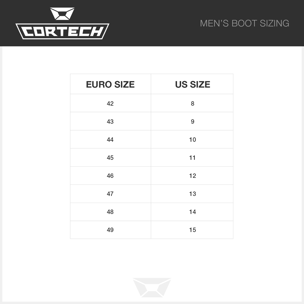 Cortech Men's Slayer Canvas Check Riding Shoes, official men's footwear size chart
