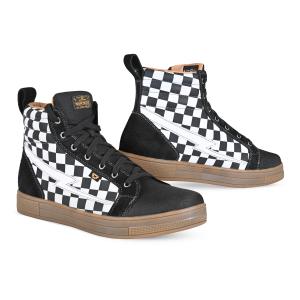 Cortech Men's Slayer Canvas Check Riding Shoes in White Check/Gum, pair view