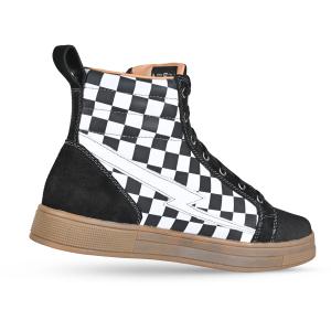 Cortech Men's Slayer Canvas Check Riding Shoes in White Check/Gum, alternate outer side view