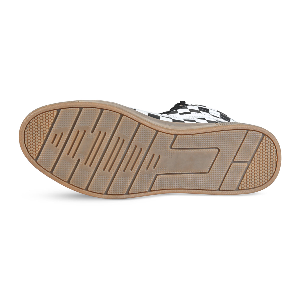 Cortech Men's Slayer Canvas Check Riding Shoes in White Check/Gum, gum sole tread view