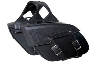 PVC 313 Saddlebags No Studs: 2 Strap PVC Zip-off Bag
