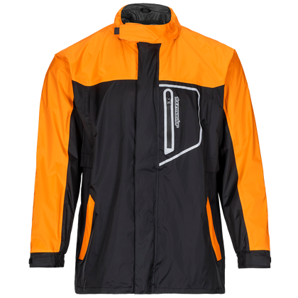 Tourmaster Defender Two-Piece Rainsuit in Orange/Black - jacket front