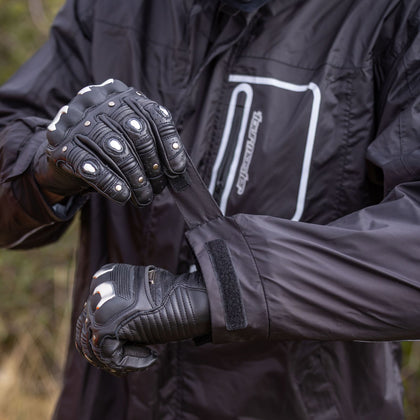 Tourmaster Defender Two-Piece Rainsuit in Black - wrist closure detail