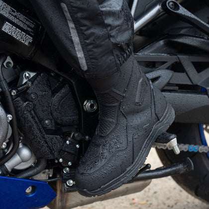Tourmaster Helix Waterproof Touring Boot in wet riding conditions