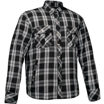 UNIK men's heavyweight cotton riding flannel in black and white plaid front view