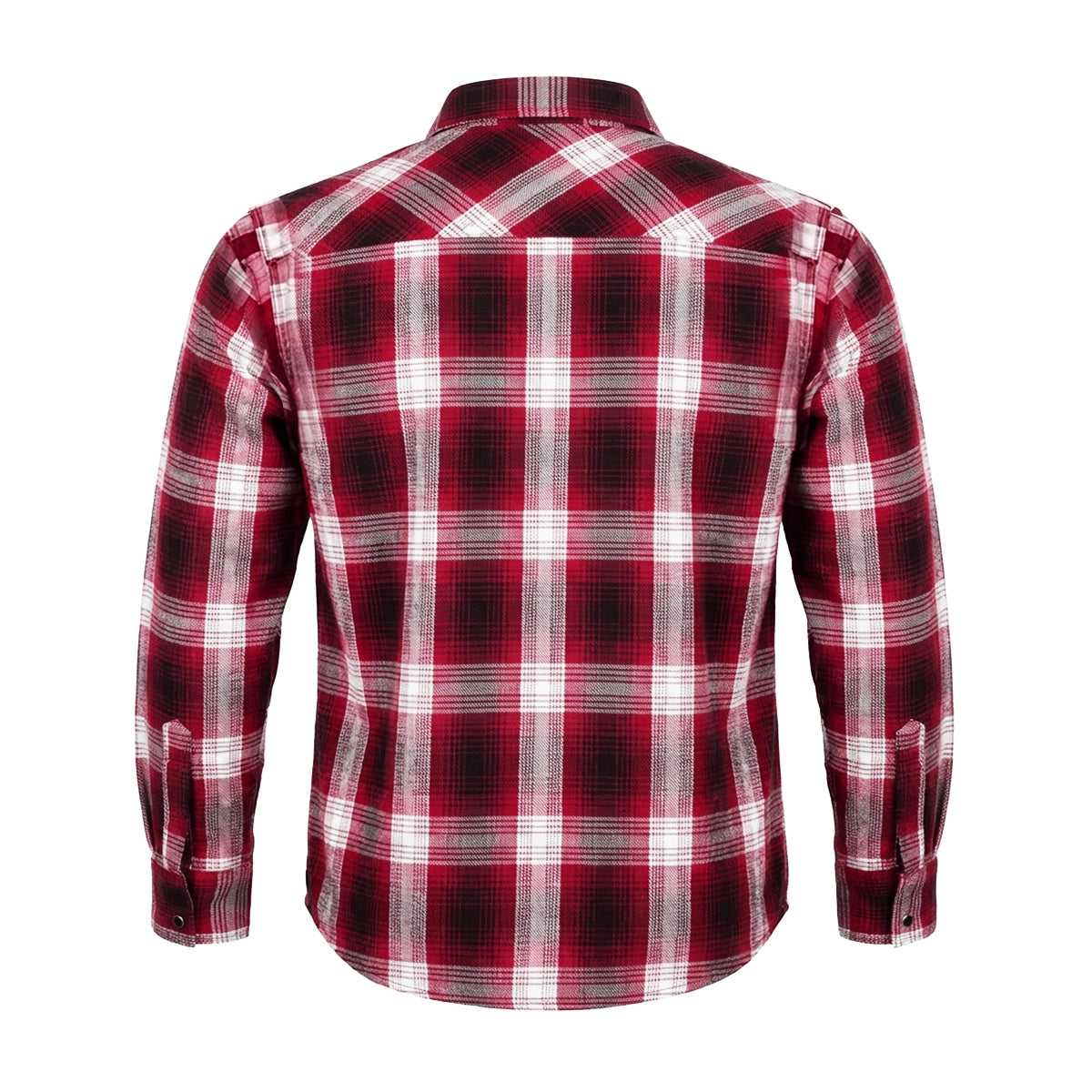 UNIK men's heavyweight cotton riding flannel in red and white plaid back view