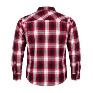 UNIK men's heavyweight cotton riding flannel in red and white plaid back view