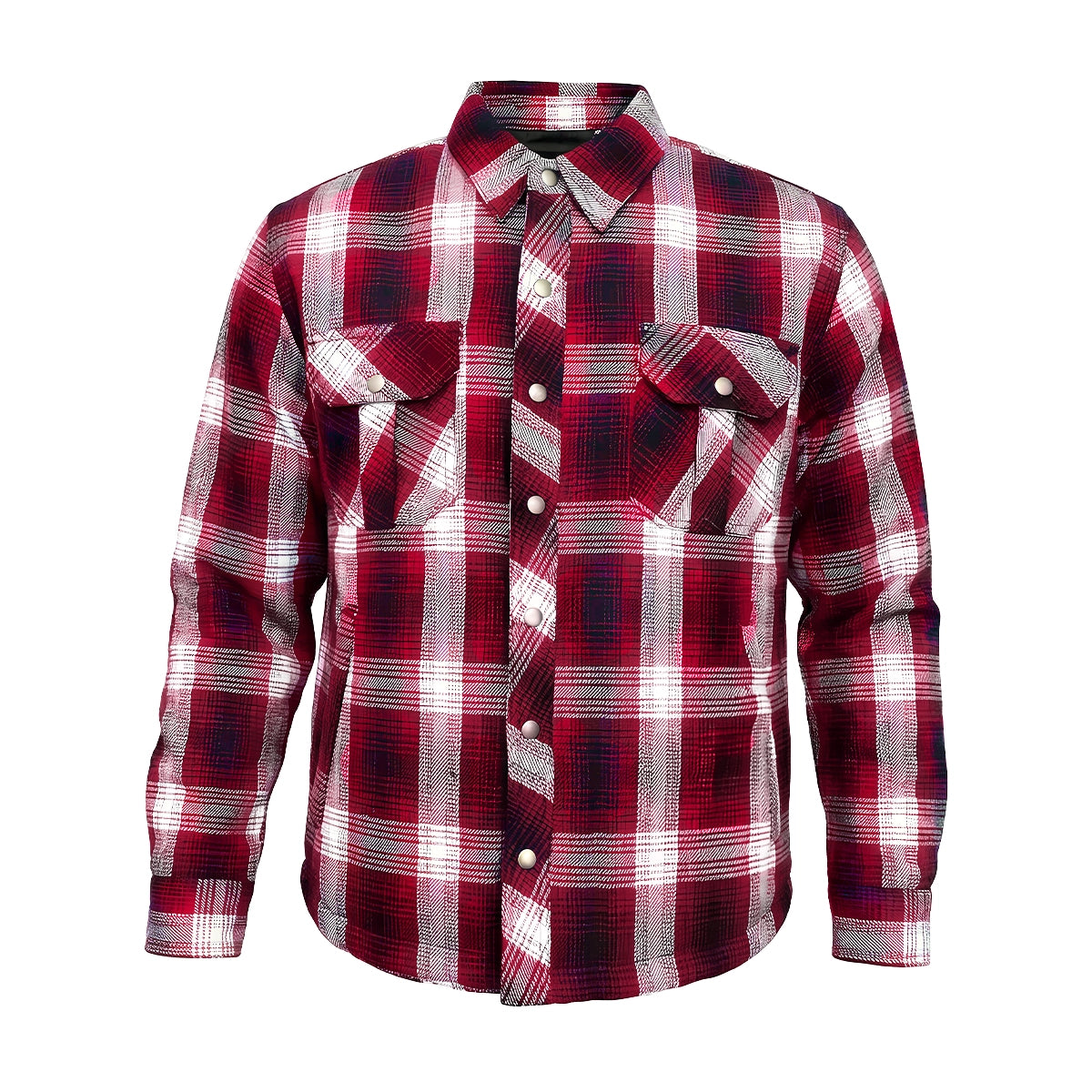 UNIK men's heavyweight cotton riding flannel in red and white plaid front view