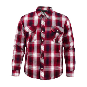 UNIK men's heavyweight cotton riding flannel in red and white plaid front view