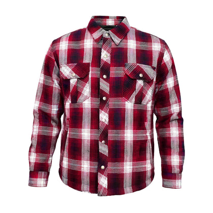 UNIK men's heavyweight cotton riding flannel in red and white plaid front view