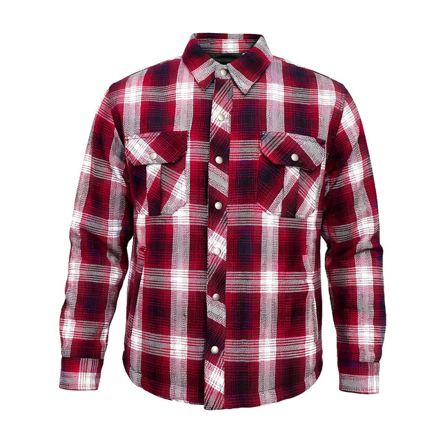 UNIK men's heavyweight cotton riding flannel in red and white plaid front view