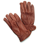 Brown unlined deerskin driver gloves showing palm and back