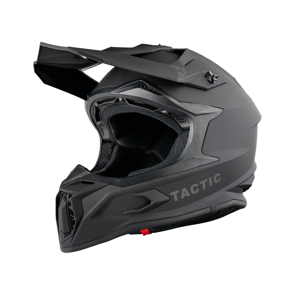 Daytona Tactic Off Road Helmet in matte black, front three-quarter view