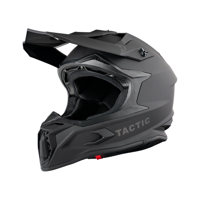 Daytona Tactic Off Road Helmet in matte black, front three-quarter view