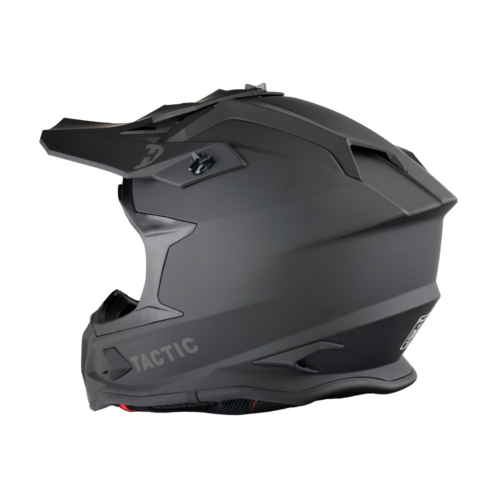Daytona Tactic Off Road Helmet in matte black, side detail view