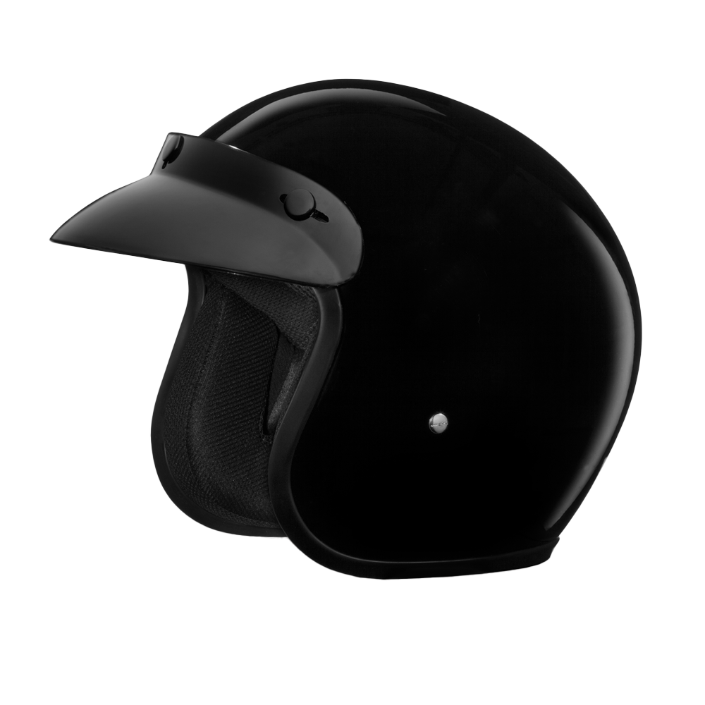 Daytona Cruiser 3/4 helmet, gloss black, front three-quarter