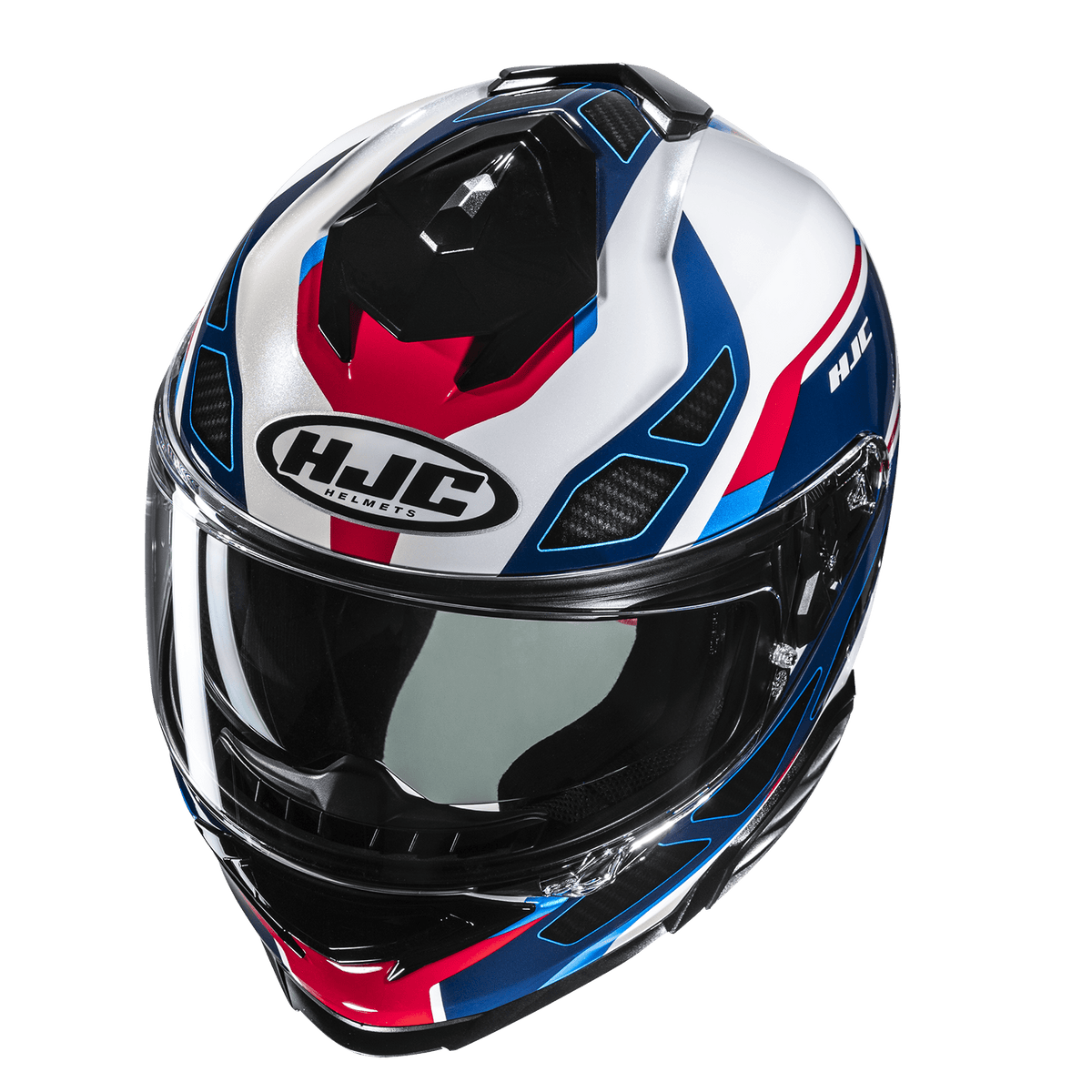 HJC i71 Zest MC21 blue graphic helmet, upper front view