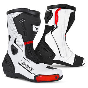 Cortech Revo RR Air Boots, white and black colorway