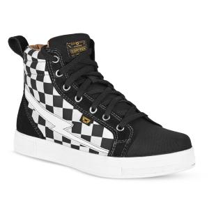Cortech Women's Slayer Canvas Check riding shoes, White Check colorway