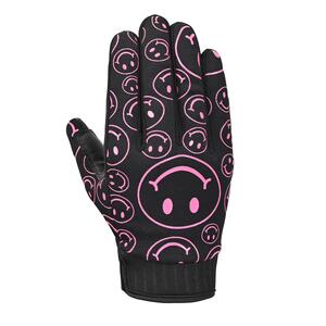 Cortech Women's Standard Issue Happy Faces Gloves, Black/Pink, backhand view