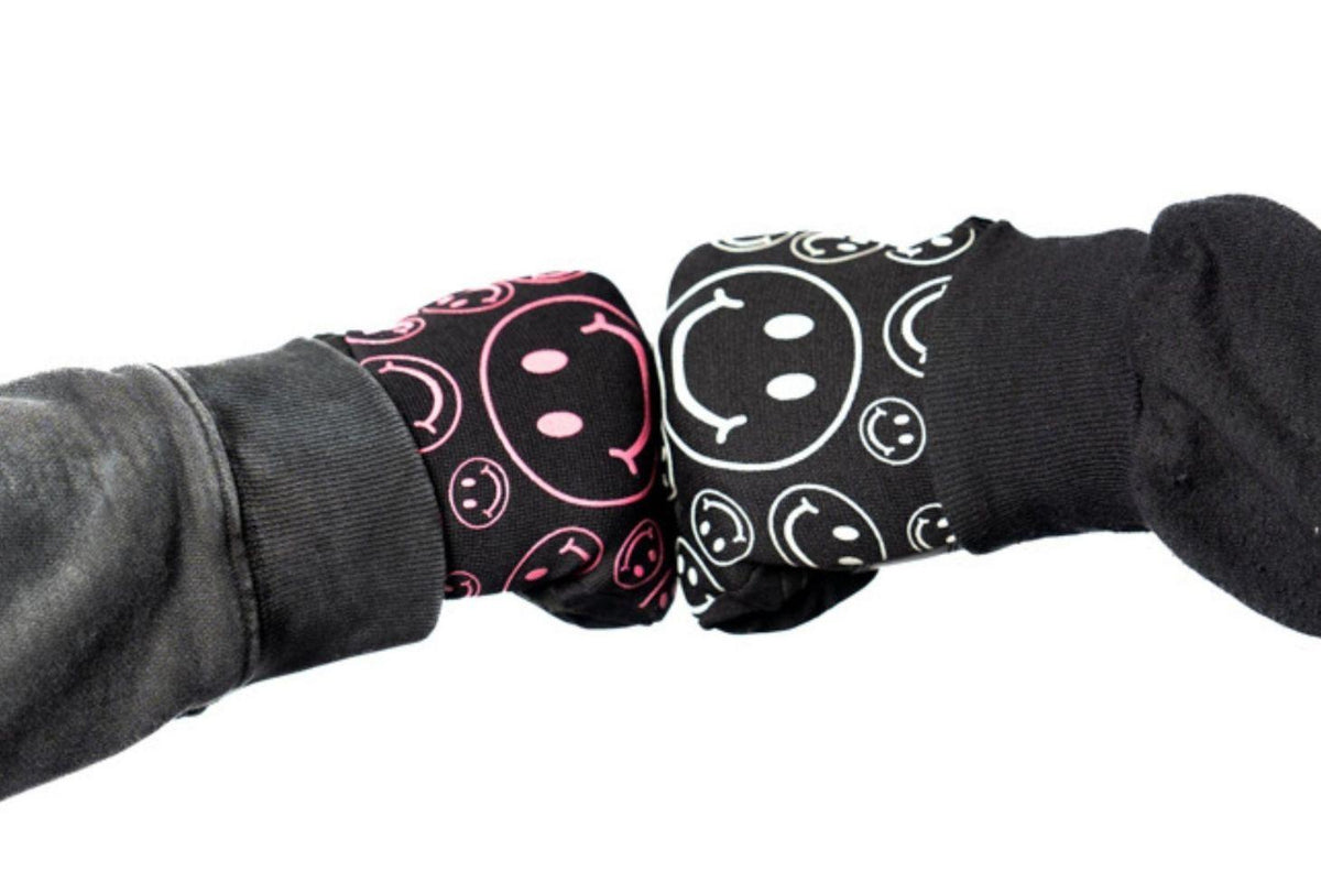 Cortech Women's Standard Issue Happy Faces Gloves, glow-in-the-dark Happy Face graphic