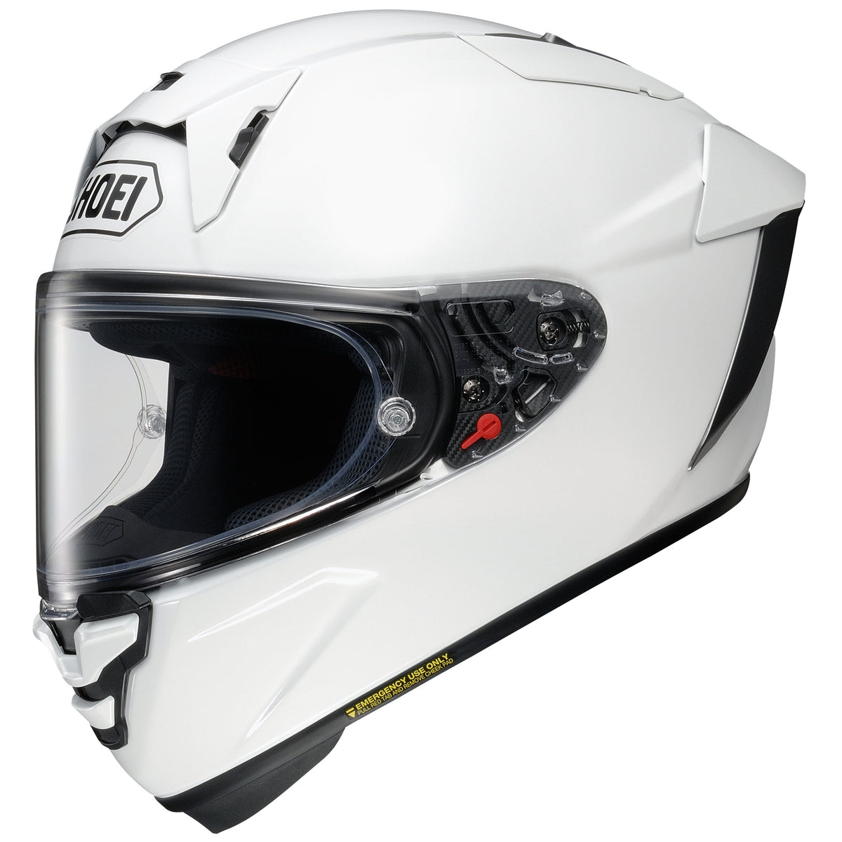 Shoei X-Fifteen Gloss White full face helmet studio view