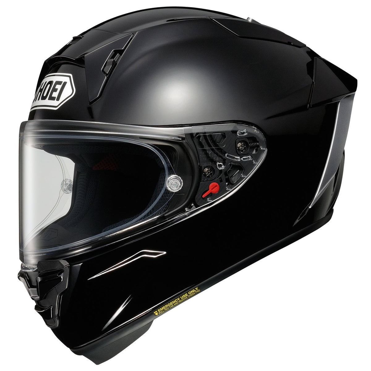 Shoei X-Fifteen Gloss Black full face helmet studio view