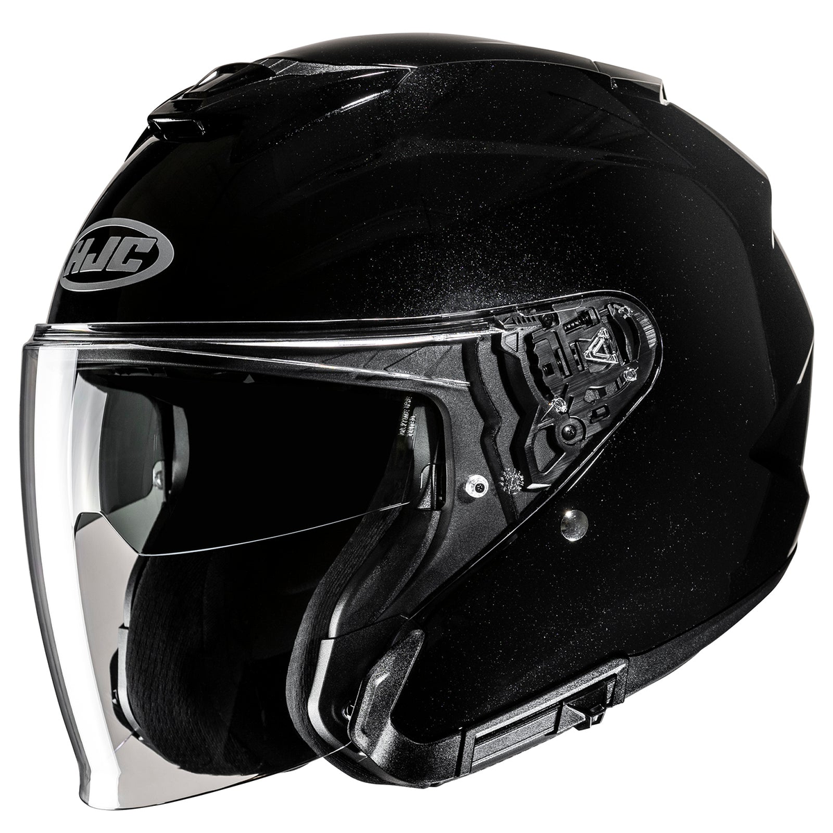 HJC i31 Solid open-face helmet in metal black, front three-quarter view