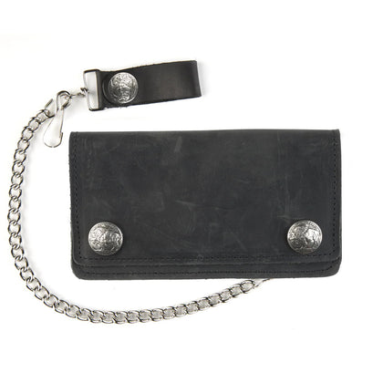 USA-Made UB410 6" Biker Wallet With Buffalo Snaps: 6" Biker Wallet W/Bu