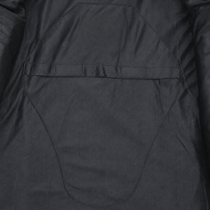 Veloci leather jacket interior back armor pocket detail