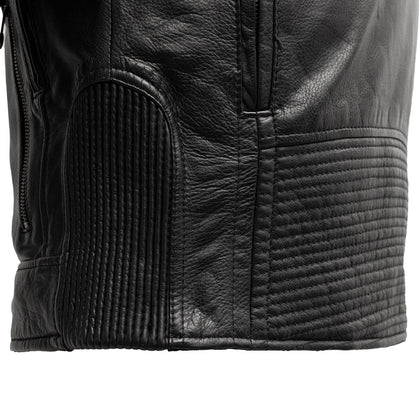 Veloci leather jacket lower back stretch panel and leather detail