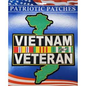 Patch Vietnam,Veteran,SVC: Vietnam Veteran with Ribbons and Country Map Jacket Patch