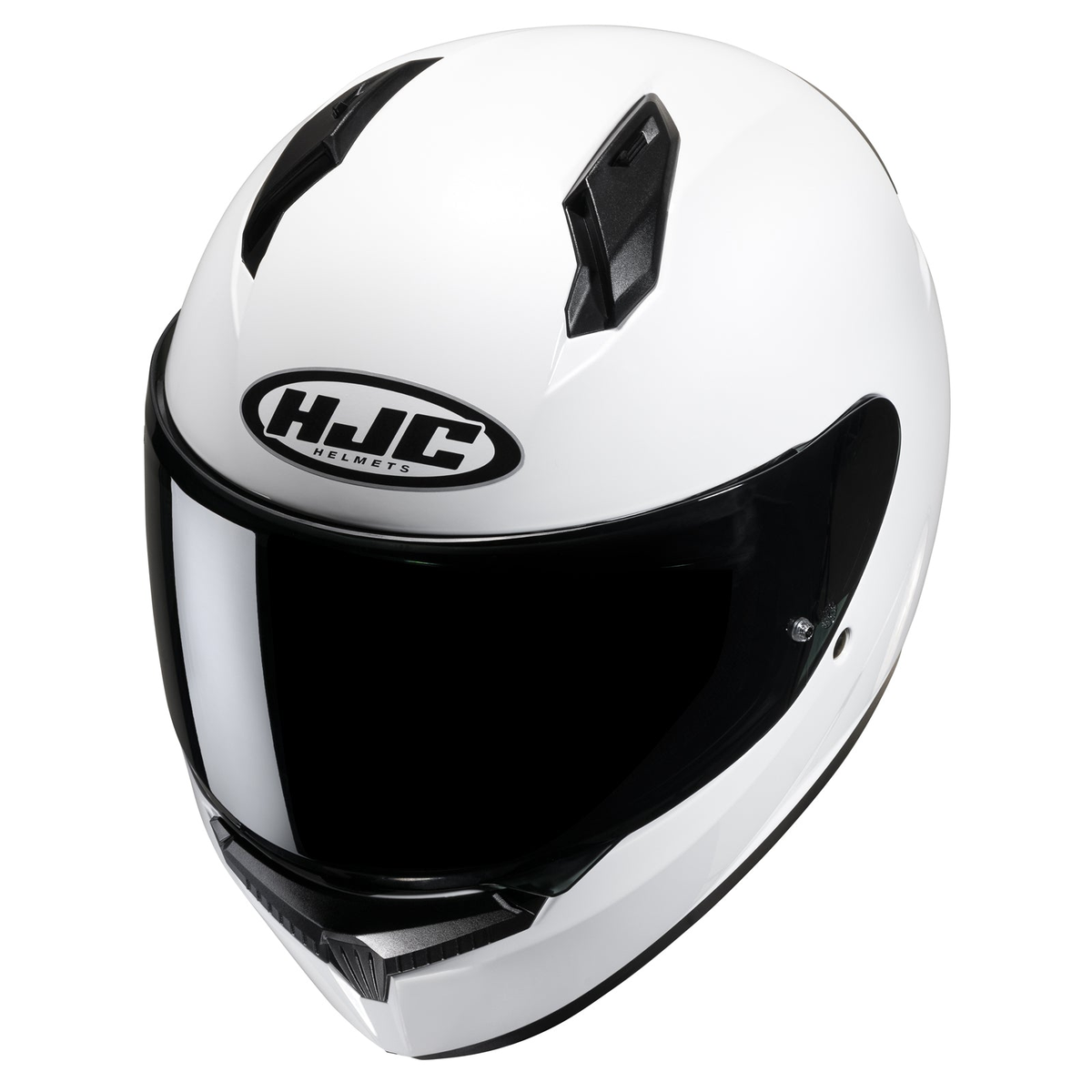 HJC C10 full-face helmet in white, front upper three-quarter view