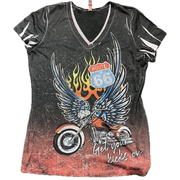 Ladies Grey Bike Wing Short Sleeve Shirt