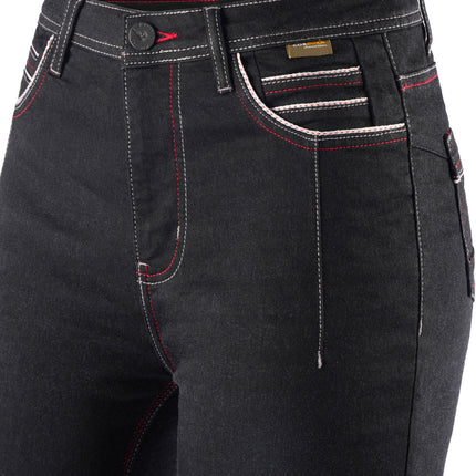 Women's Rage AA Riding Jeans Black Wash waistband and front pocket detail