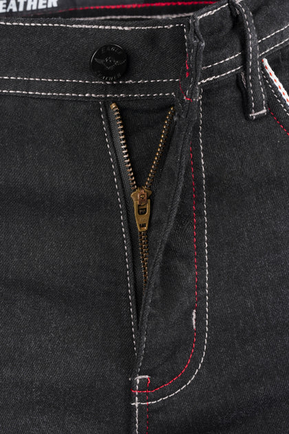 Women's Rage AA Riding Jeans Black Wash fly and button detail