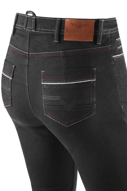 Women's Rage AA Riding Jeans Black Wash rear pocket detail