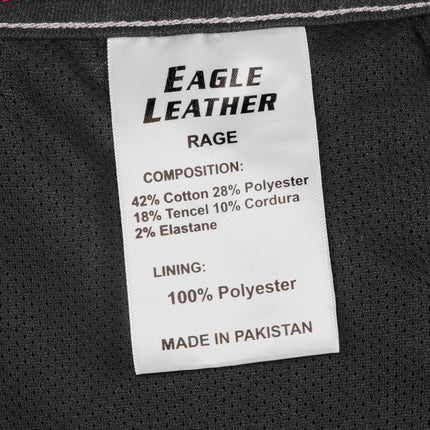 Women's Rage AA Riding Jeans Black Wash material composition label