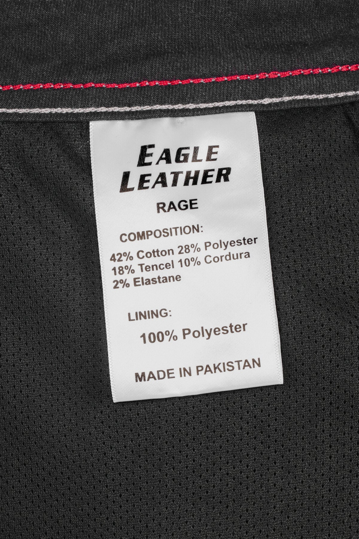 Women's Rage AA Riding Jeans Black Wash material composition label