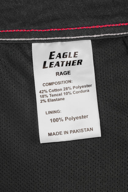 Women's Rage AA Riding Jeans Black Wash material composition label