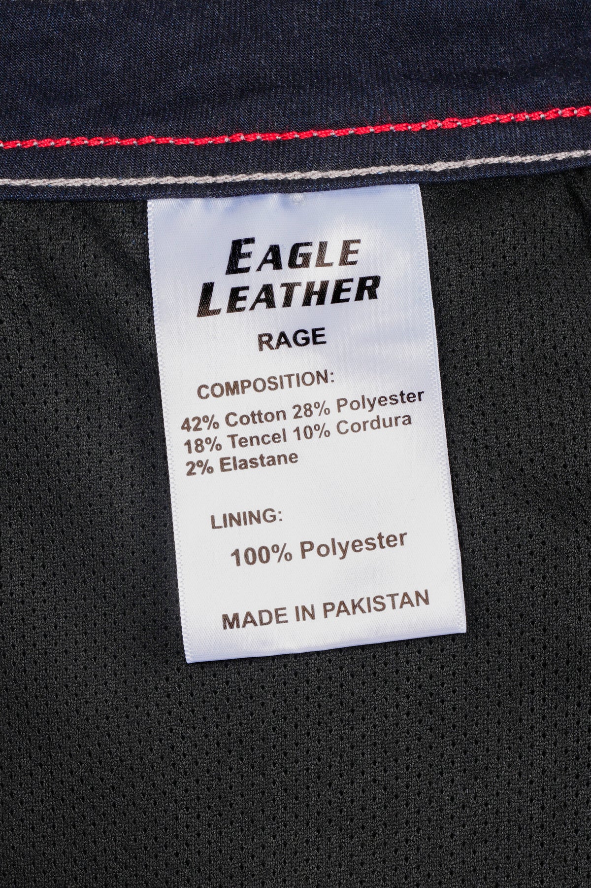 Women's Rage AA Riding Jeans Blue material composition label