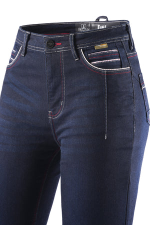 Women's Rage AA Riding Jeans Blue waistband and front pocket detail