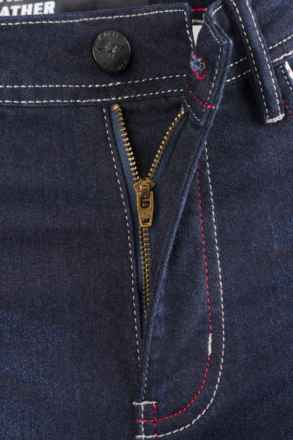 Women's Rage AA Riding Jeans Blue fly and button detail