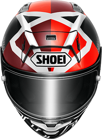 SHOEI X-Fifteen Diggia2 Helmet, Diggia2 TC-1 red and black graphic, top view