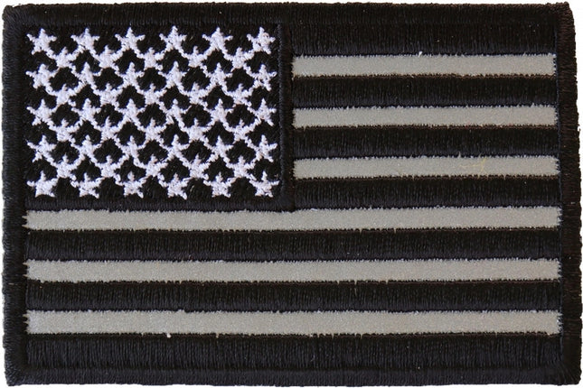 US Flag Reflective Black Patch 3x2