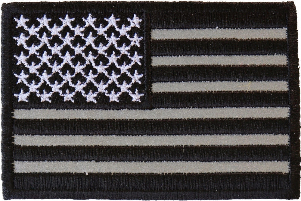 US Flag Reflective Black Patch 3x2